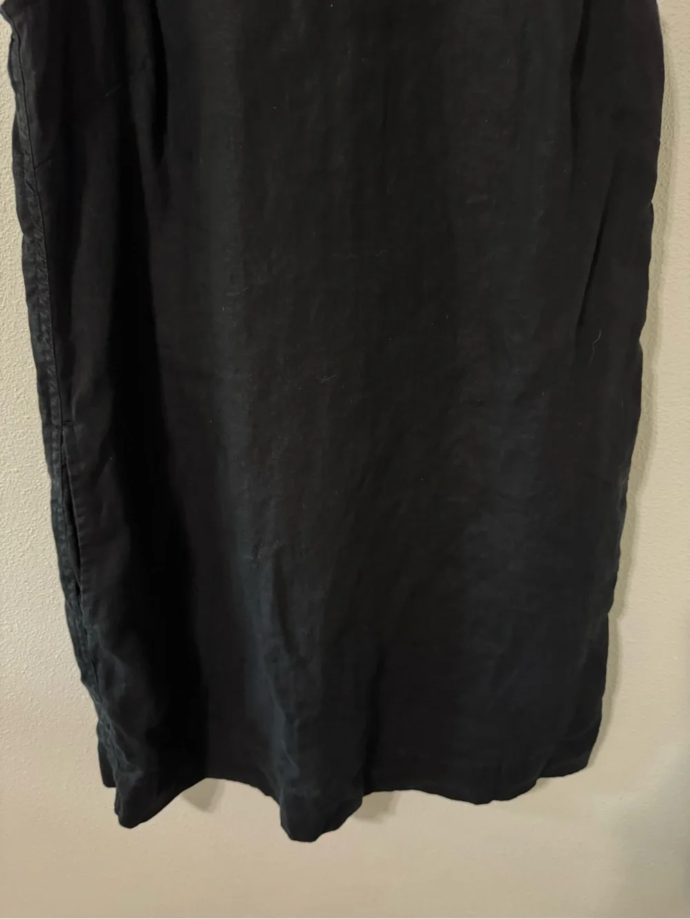 J Crew Beauchamps Linen Button-Back Sleeveless Shift Dress Black Pockets-Small
